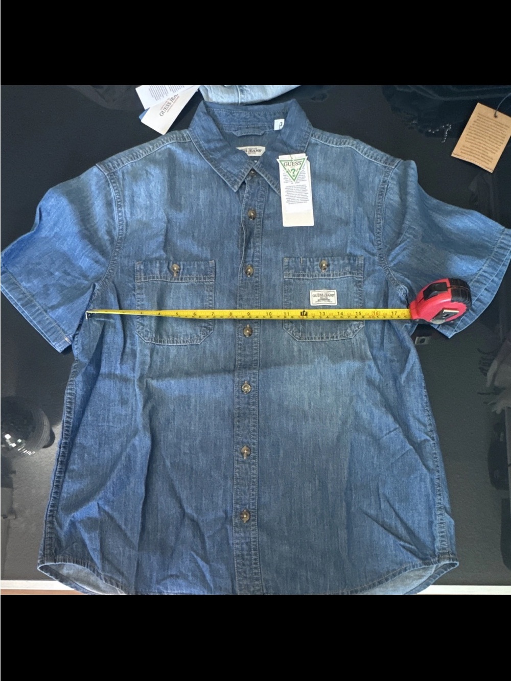 Guess Men's Short-Sleeve Denim Button-Down Shirt - Blue